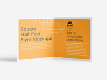 Load image into Gallery viewer, Free Square Half Fold Brochure Mockups