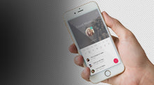 Load image into Gallery viewer, Free iPhone Mockup in a Hand with Transparent Background
