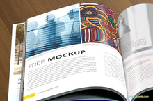 Load image into Gallery viewer, Free Realistic Catalog Brochure Mockup PSD
