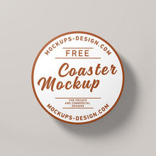 Load image into Gallery viewer, Free Round Coster Business Label Mockup
