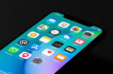 Load image into Gallery viewer, Free Isometric Black iPhone X Top View Mockup

